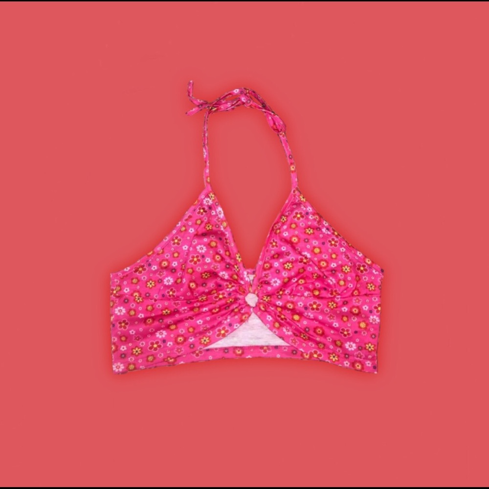 hot pink floral halter top